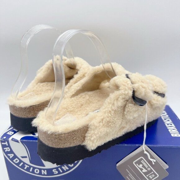 Birkenstock Arizona Big Buckle Shearling Teddy Eggshell Platform Sandal EU 36 - Picture 7 of 13